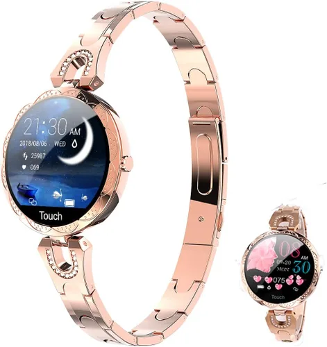 Reloj inteligente para mujer, compatible con teléfonos Android/iOS. Rastreador de salud y fitness con frecuencia cardíaca, presión arterial