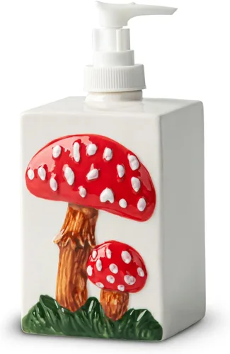 Dispensador de jabón de cerámica para alivio de hongos, color blanco con bomba, decoración de baño