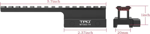 Miniatura 3 de 14-Slot Picatinny Rail Riser Mount (1"/0.83"/0.5" Height), 5.7" Length Flat Top Mount Adapter and Riser Mount