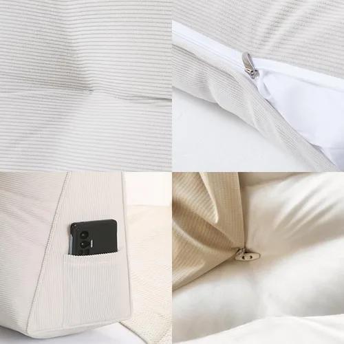 Miniatura 5 de Almohada de cuña triangular Queen para hueco del cabecero, almohadas triangulares de lectura para sentarse en la cama, almohada de cuña para Beige