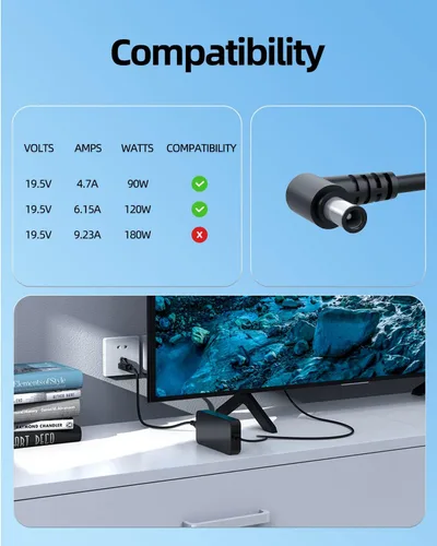 Miniatura 2 de Superer Cable de alimentación de 120 W 19.5 V apto para Sony BRAVIA TV XBR-43X800H XBR-49X800H XBR-49X800G XBR43X800H XBR49X800H XBR49X800G X800H 43