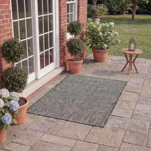 Miniatura 48 de SAFAVIEH Alfombra Lavable para Exteriores Colección Courtyard - Pasillo de 2'3" x 6'7", Azul Marino y Gris, No Desprende Pelusa y Fácil Limpieza