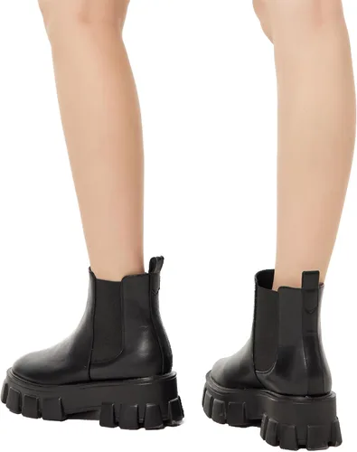 Miniatura 6 de Botines con cordones Chelsea Combat Chunky Plataforma para mujer en Negro (ROTA)
