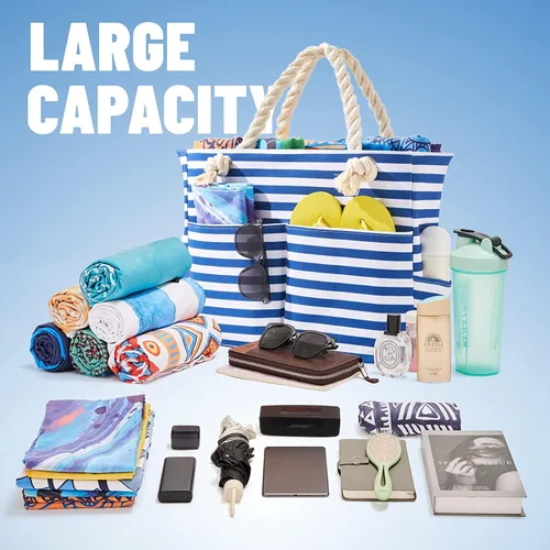 Miniatura 8 de Bolsas de playa extra grandes, impermeables, a prueba de arena, para vacaciones de verano imprescindibles