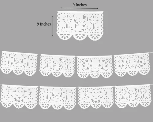 Miniatura 4 de Decoración de fiesta de baby shower para niño o niña, más de 60 pies de papel de seda blanco Picado blanco guirnaldas con ángeles, caballos