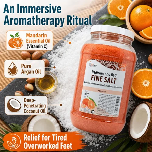 Miniatura 5 de SPA REDI - Detergente para Pies y Baño con Sal Fina, Mandarina, 3.6 L - Hecho con Sales del Mar Muerto, Aceite de Argán, Aceite de Coco y Aceites