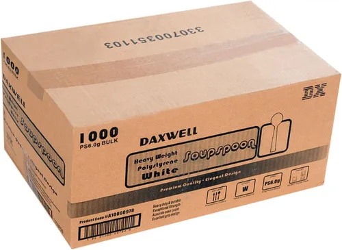 Miniatura 3 de Daxwell Cucharas de plástico para sopa, poliestireno pesado (PS), blanco, A10000978 (caja de 1000)