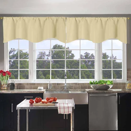Miniatura 13 de Cenefa Blanco Puro Paquete de 2 - Cortinas de Liquidación para Sala de Estar, Baño y Dormitorio - Estilo Granja Festoneado, 18 Pulgadas de Largo