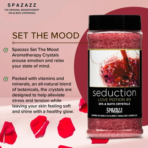 Miniatura 4 de Spazazz Juego de regalo romántico para parejas: cristales de spa de aromaterapia para bañera de hidromasaje con minerales, 17 onzas, poción de amor