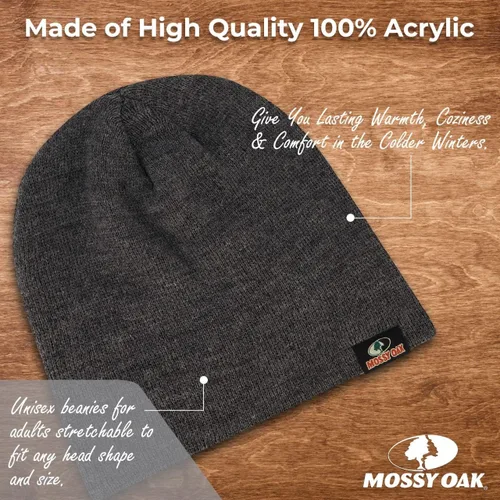 Miniatura 5 de Mossy Oak Men's Rib Knitted Hats - Warm and Cozy Beanie Hat - Men Winter Hat