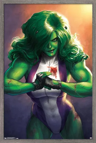 Trends International Marvel Comics - She-Hulk - Totally Awesome Hulk - Póster de pared con portada #4, 14.725 x 22.375 pulgadas, versión enmarcada