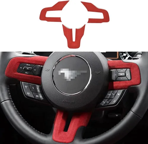 Emblema de botón de volante 3D rojo con adorno de borde para interiores de roadster Mustang 2015 2016 2017 2018 2019 2020 2021 2022 2023 accesorios