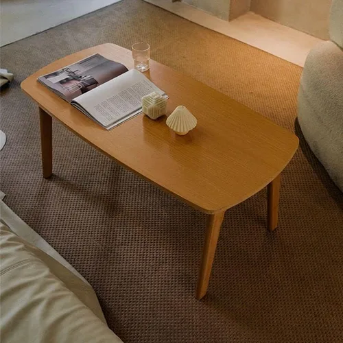 Miniatura 3 de Mesa de centro, moderna mesa de centro rectangular plegable de madera maciza escandinava para sala de estar, natural 31.5 pulgadas de largo x 19.5