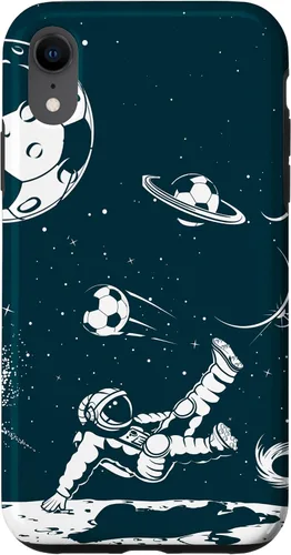 Miniatura 24 de Funda para iPhone 16 para teléfono de fútbol, amante del fútbol, jugador de fútbol espacial, funda de astronauta