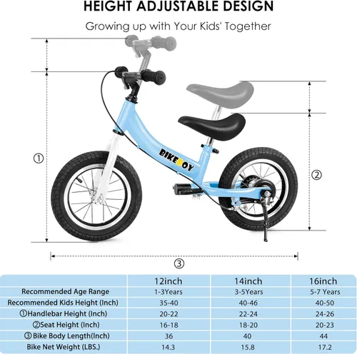 Miniatura 6 de Balance Bike 2 in 1,The Dual Use of a Kids Balance Bike and Toddler Bike, for 2 3 4 5 6 7 Years Old -12 14 16 Inches with Training Theory, Brake