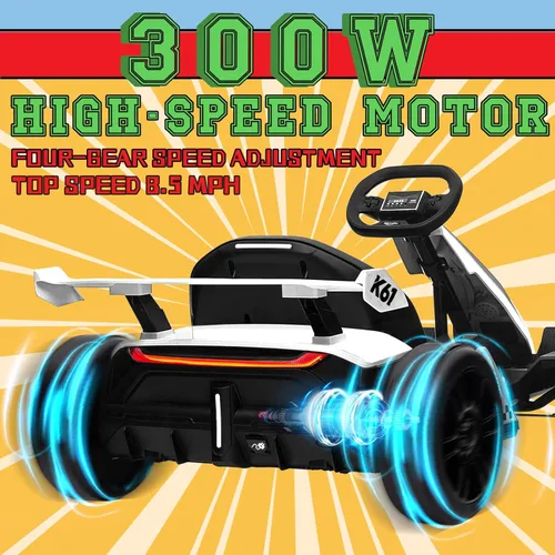 Miniatura 3 de KerryYoo K61 Go Kart Kart Kart eléctrico con asiento ajustable de longitud, juguete de paseo al aire libre de 24 V con modo de 4 velocidades, kart