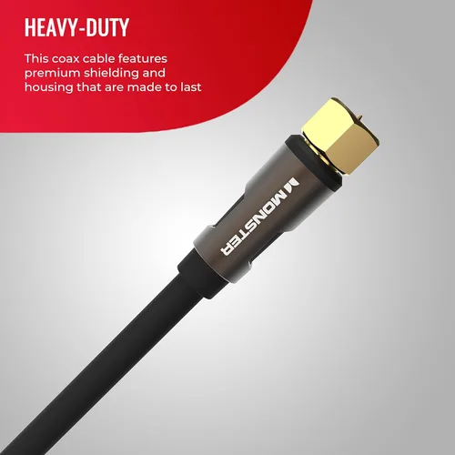 Miniatura 3 de Monster Essentials - Cable coaxial RG-6 con conector de cable coaxial F-Pin chapado en oro, cable de Internet de alta velocidad con cubierta