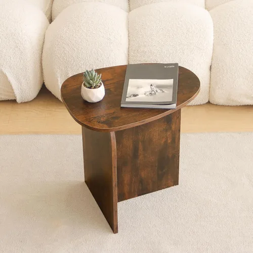 Miniatura 7 de AWASEN Mesa auxiliar, pequeña mesa auxiliar triangular para sala de estar, mesa decorativa moderna con mesa única, mini mesita de noche para Marrón
