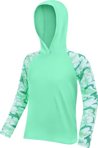 Miniatura 23 de Sudadera con capucha para niños, protección solar UPF 50+, manga larga, protección solar UV, camisa de pesca para niños y jóvenes, camisas de agua