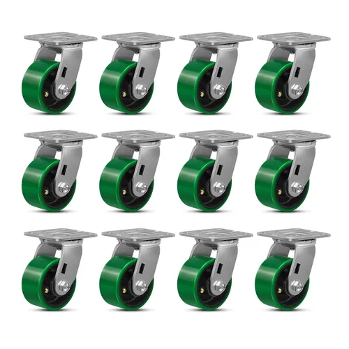 Miniatura 51 de Ruedas giratorias, ruedas industriales de 4 pulgadas resistentes, poliuretano en rueda de acero, ruedas giratorias de placa superior