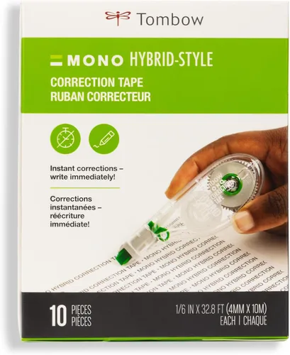 Miniatura 2 de Tombow 68721 MONO Hybrid cinta correctora, paquete de 10. Aplicador fácil de usar para correcciones instantáneas