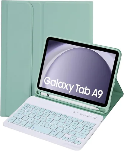 Miniatura 9 de Funda de teclado para Samsung Galaxy Tab A9 de 8.7 pulgadas 2023, teclado desmontable con soporte para lápiz, funda protectora para tablet Tab A9
