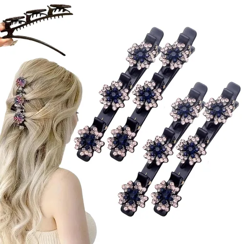 Miniatura 26 de Pinzas para el cabello trenzadas con piedra de cristal brillante para mujeres y niñas, pinzas para el cabello con diamantes de imitación 2025