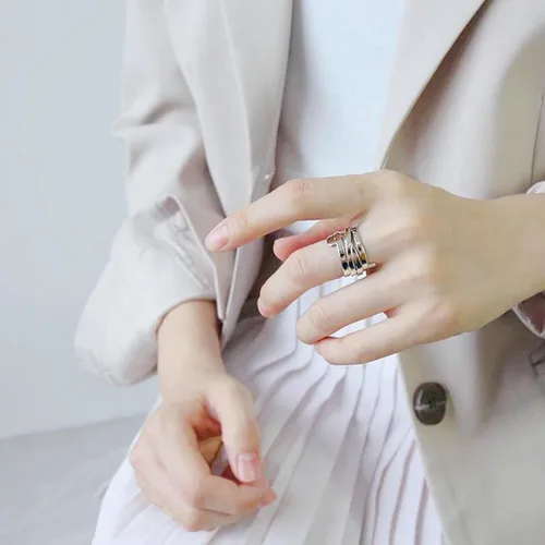 Miniatura 175 de Anillo de plata de ley 925, minimalista, ajustable, hecho a mano, para mujeres y niñas