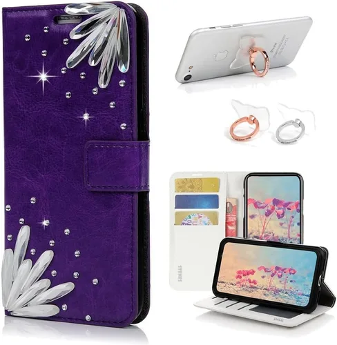 Miniatura 7 de Bling - Funda tipo cartera compatible con iPod Touch 5/iPod Touch 6, elegante, 3D hecha a mano, S-Link, funda de piel con diseño de mariposas
