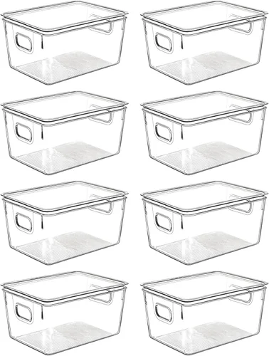 Miniatura 12 de Contenedores de almacenamiento de plástico transparente con tapas, perfectos para organización de cocina o organización y almacenamiento