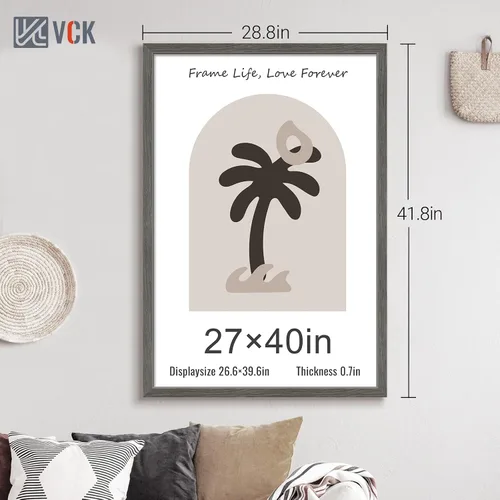 Miniatura 202 de VCK Marcos para póster de madera maciza de 22.375 x 34 pulgadas, marco de fotos A1 negro con montaje en pared, paquete de 3