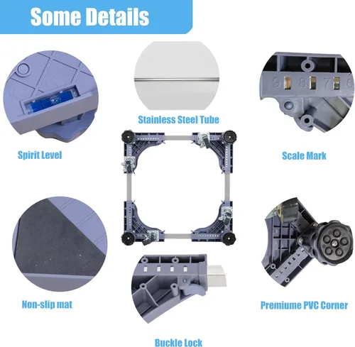 Miniatura 6 de YOOGAA Mini soporte universal para nevera, base elevada, ajustable, pedestal para lavadora, bases multifuncionales para muebles con 4 ruedas de 4