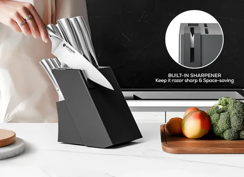 Miniatura 8 de BRODARK Juego de Cuchillos con Bloque: Juego de cuchillos de cocina con bloque y afilador, 15 piezas de cuchillos de chef ultra afilados, acero