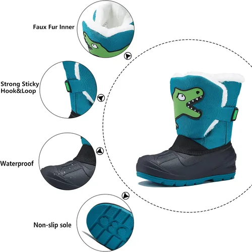 Miniatura 2 de MORENDL Botas de nieve para niños, impermeables, con forro de piel, cálidas, antideslizantes, para niños y niñas, para caminar al aire libre