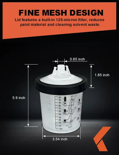 Miniatura 4 de KREFINISH Rociador de pintura desechable para mezclar revestimientos y sistema de tapa para pistola de pulverización HVLP, pistola de pintura