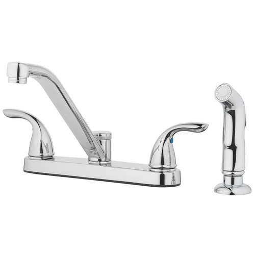 Aqua Vista 25-K82CS-CH-AV Grifo de fregadero de cocina con rociador lateral, cromo pulido dos manijas