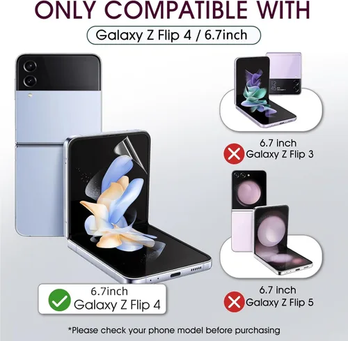 Miniatura 2 de 2 juegos de protectores de pantalla para Samsung Galaxy Z Flip 4, película interior de hidrogel de TPU + protector de pantalla frontal y trasera HD