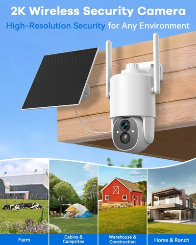 Miniatura 8 de Thybro Cámara de seguridad 4G LTE No requiere WiFi: 2K HD, alimentado por energía solar, PTZ de 360° y visión nocturna infrarroja - Vigilancia