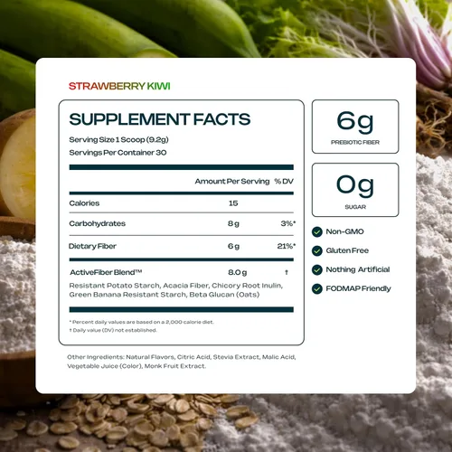 Miniatura 2 de Suplemento de fibra prebiótica para mujeres y hombres – 6g de polvo de fibra prebiótica – Mezcla diaria para la salud intestinal, hinchazón