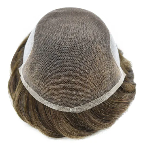 Miniatura 3 de Toupee - Pieza de cabello humano real de encaje francés para hombre, sistema de unidades de cabello frontal con nudo bleched tupé para hombres
