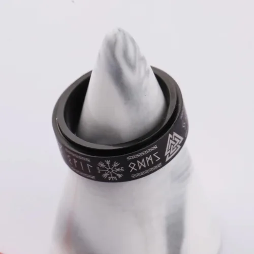 Miniatura 5 de Anillo vikingo de runa anti ansiedad, anillos de texto nórdico, joyería vikinga, banda de promesa de boda para hombres y mujeres