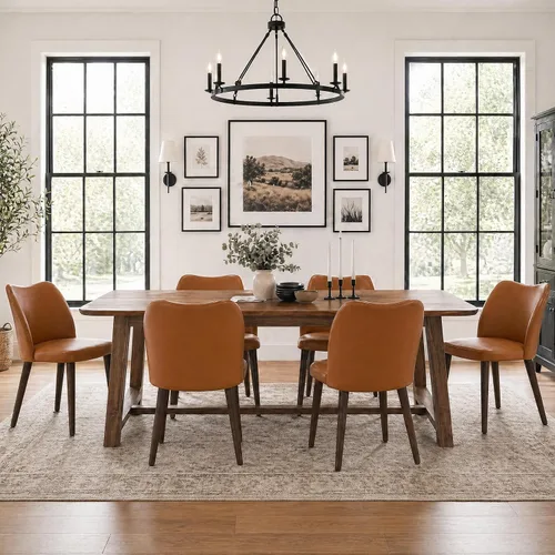 Miniatura 25 de MALOL Juego de 2 sillas de comedor, sillas laterales de cocina tapizadas de tela con patas de madera para uso en cocina y restaurante, color beige