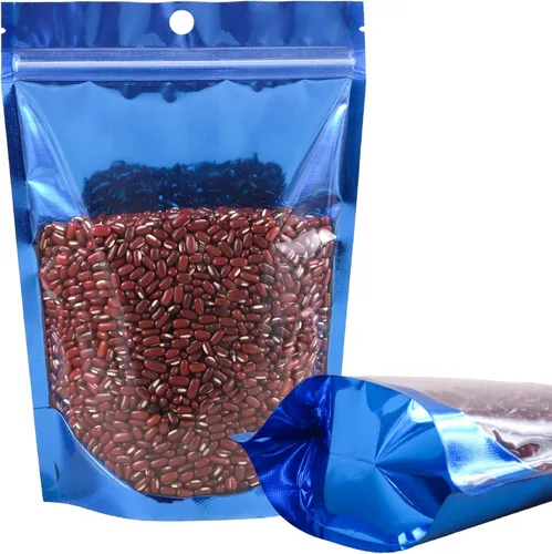 Paquete de 100 bolsas a prueba de olores, bolsa resellable de Mylar con ventana transparente, bolsa de aluminio de pie para almacenamiento de