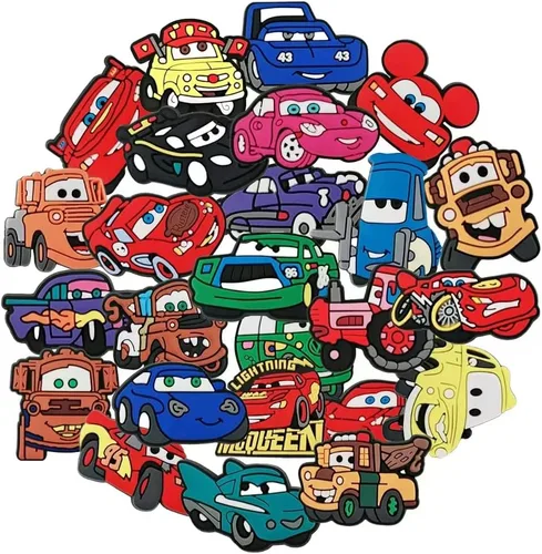 Aimeryup 25pcs Cute Cartoon Charms for Boys Girls,Dog Car Shoe Charms for Kids Teens Adults,PVC Shoe Decoration Charms for Gift Birthday Party