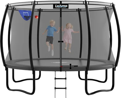 Miniatura 10 de LeJump Trampolín para exteriores sin resorte de 14 pies, 12 pies, 10 pies, con red, trampolines grandes aprobados por ASTM para niños y adultos