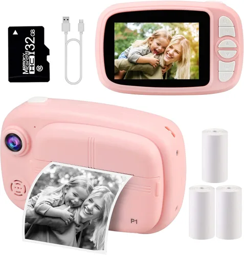 Miniatura 7 de Cámara instantánea para niños, mijiaowatch 12MP/1080P Cámara de impresión digital para niños con cámaras de 3.5 pulgadas para niños, tarjeta TF