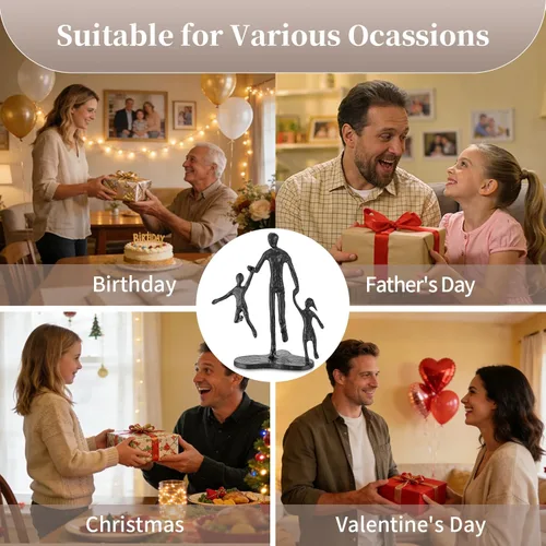 Miniatura 6 de Regalos de cumpleaños para papá de Sziqiqi - Estatua de hierro de amor entre padre e hijo, escultura para decoración del día del padre, boda