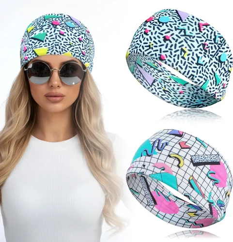 Miniatura 2 de 2 diademas de neón de los años 80 y 90 para mujer, diademas retro para mujer, bandas de pelo de los años 80 para hip hop, estilo de fiesta