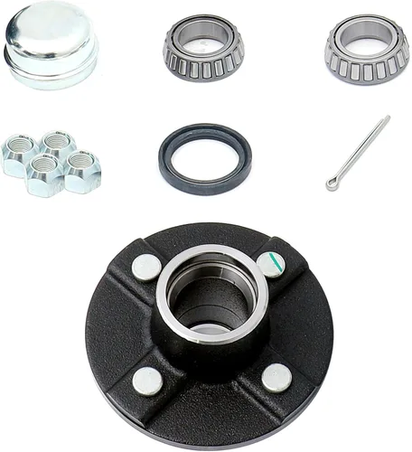 Miniatura 12 de Kit de cubo de remolque, 5 pernos en círculo de 4-1/2 pulgadas, para eje de 2,200 libras, incluye rodamientos de diámetro interior de 1-1/16