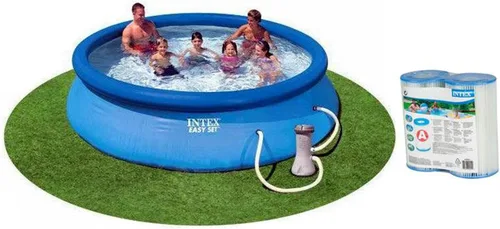 Intex 28131EH - Piscina inflable para 4 personas con bomba de filtro de 530 GPH y 2 cartuchos de filtro de repuesto
